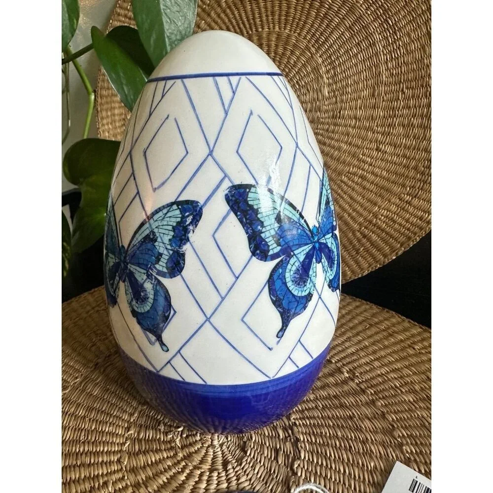 Dolly Parton blue butterfly signature ceramic egg